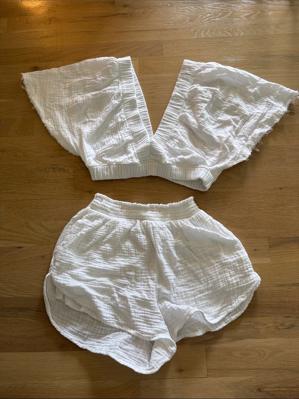 aerie White Gauze Lounge Shorts Set